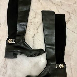 Michael Kors Black Leather Riding Boots Size 7.5